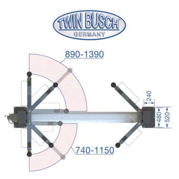 Twin Busch 2 Säulen Hebebühne TW242M 4.2t – BASIC LINE – halbautomatische Entriegelung GREY-Line